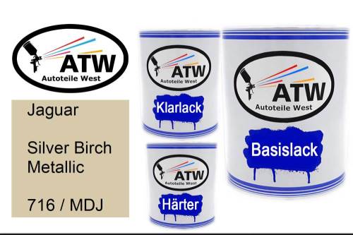 Jaguar, Silver Birch Metallic, 716 / MDJ: 1L Lackdose + 1L Klarlack + 500ml Härter - Set, von ATW Autoteile West.